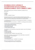 FLORIDA CIVIC LITERACY EXAMINATION &lpar;FCLE&rpar; SAMPLE ITEMS&sol;EXAMPLE TEST CORRECT 100&percnt;