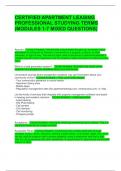 CERTIFIED APARTMENT LEASING PROFESSIONAL STUDYING TERMS &lpar;MODULES 1-7 MIXED QUESTIONS&rpar; ALL WITH 100&percnt; CORRECT ANSWERS