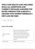 WGU C458 HEALTH AND WELLNESS EXAM ALL QUESTIONS AND CORRECT DETAILED ANSWERS TOP RATED VERSION FOR ALREADY A GRADED WITH EXPERT FEEDBACK &vert; NEW AND REVISED