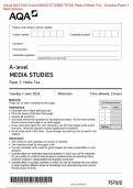  Actual 2024 AQA A-level MEDIA STUDIES 7572/2 Paper 2 Media Two - Question Paper + Mark Scheme