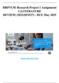 HRPYC81 Research Project 1 Assignment 2 &lpar;LITERATURE REVIEW&rpar; 2025 &lpar;853527&rpar; - DUE May