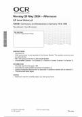2024  Monday 20 May 2024 &ndash; Afternoon  AS Level History A Y251&sol;01 Democracy and Dictatorships in Germany 1919&ndash;1963 QUESTION PAPER WITH COMBINED MARKING SCHEME 100&percnt; SOLVED 
