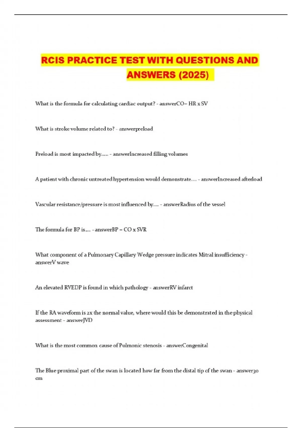 RCIS PRACTICE TEST WITH QUESTIONS AND ANSWERS (2025) - Rcis - Stuvia US