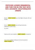 PESTICIDE LICENSE ORNAMENTAL AND TURF FOR NC PRE TEST WITH 100&percnt; ACCURATE SOLUTIONS&vert;&vert;2025 UPDATE