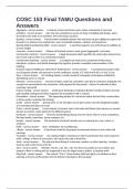 COSC 153 Final TAMU Questions and Answers