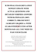 ILTB FINAL EXAM 2025 LATEST NEWEST UPDATE WITH ACTUAL QUESTIONS AND DETAILED VERIFIED ANSWERS WITH RATIONALES &lpar;100&percnt; CORRECT&rpar; &sol;&sol;BRAND NEW&excl;&excl; &sol;ALREADY GRADED A&plus; WITH GUARANTEED SUCCESS AFTER DOWNLOAD &lpar;ALL YOU NEED TO PASS YOUR EXAMS