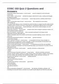 COSC 153 Quiz 2 Questions and Answers