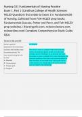 Nursing 101 Fundamentals of Nursing Practice Exam 1&comma; Part 1 &lpar;Carolinas College of Health Sciences NCLEX Questions that relate to Exam 1 in Fundamentals of Nursing&period; Collected from FoN NCLEX prep books&comma; Fundamentals Success&comma; Potter and Perry&comma; and FoN NCLEX 