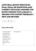 AYPO REAL ESTATE PRINCIPLES FINAL EXAM 150 QUESTIONS AND CORRECT DETAILED ANSWERS TOP RATED VERSION FOR ALREADY A GRADED WITH EXPERT FEEDBACK &vert; NEW AND REVISED