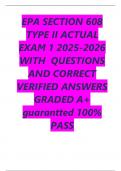 EPA SECTION 608 TYPE II ACTUAL EXAM 1 2025-2026 WITH  QUESTIONS AND CORRECT VERIFIED ANSWERS GRADED A&plus; guarantted 100&percnt; PASS