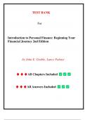 Test Bank - Introduction to Personal Finance: Beginning Your Financial Journey 2nd Edition by John E. Grable, All Chapters 