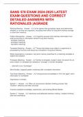SANS 578 EXAM 2024-2025 LATEST EXAM QUESTIONS AND CORRECT DETAILED ANSWERS WITH RATIONALES &vert;AGRADE