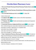 Florida State Pharmacy Laws 2025&sol;2026 Exam with Questions and Answers