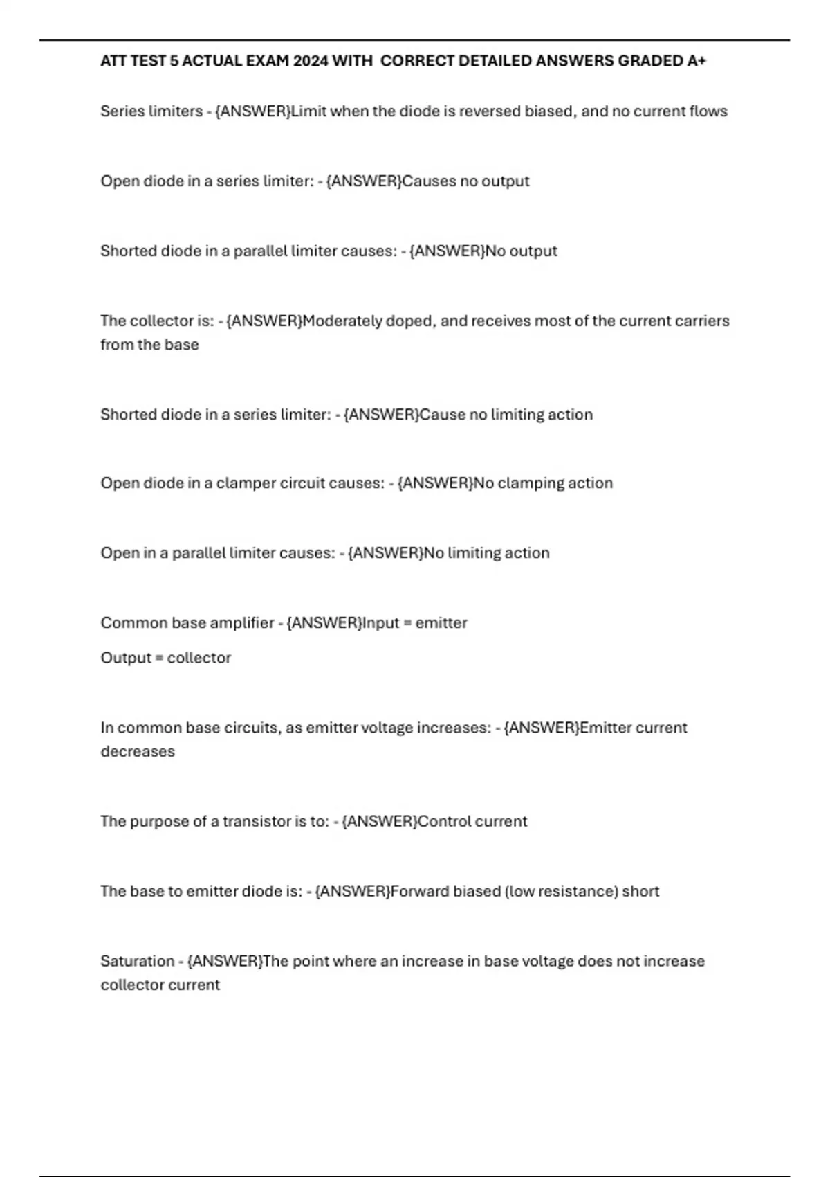 ATT TEST 5 ACTUAL EXAM 2024 WITH CORRECT DETAILED ANSWERS GRADED A+ ...