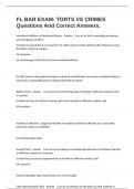 FL BAR EXAM- TORTS VS CRIMES Questions And Correct Answers&period;