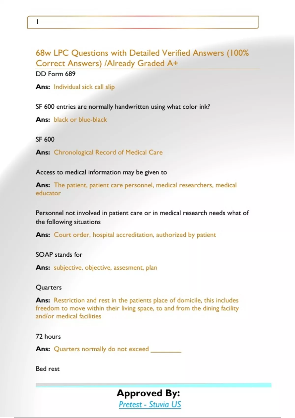 68w LPC Questions with Detailed Verified Answers (100% Correct Answers ...