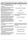 SIMULATOR EXAM FLORIDA-LIFE & HEALTH &vert; &lpar;SOURCE Xcel solutions &ndash;  Pearson&rpar; &vert; FL HEALTH & LIFE AND ANNUITY COMPLETE STUDY GUIDE   A