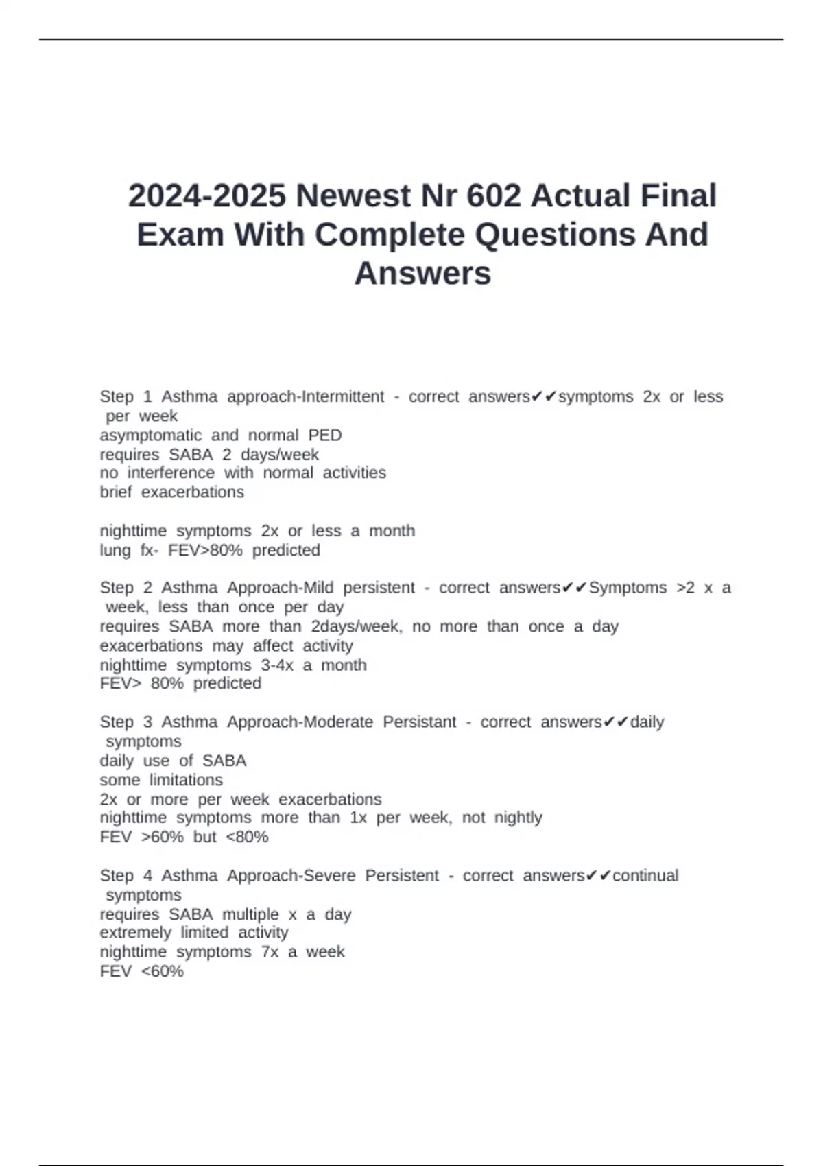 Newest Nr 602 Actual Final Exam With Complete Questions And Answers ...