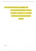 TEST BANK FOR FINANCIAL MARKETS AND INSTITUTIONS 8TH EDITION ANTHONY SAUNDERS  CHAPTER'S 1 &ndash; 25 COVERED QUESTIONS AND ANSWERS NEWEST VERSION&period;
