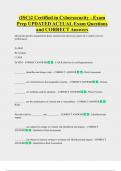 &lpar;ISC&rpar;2 Certified in Cybersecurity - Exam  Prep UPDATED ACTUAL Exam Questions  and CORRECT Answers