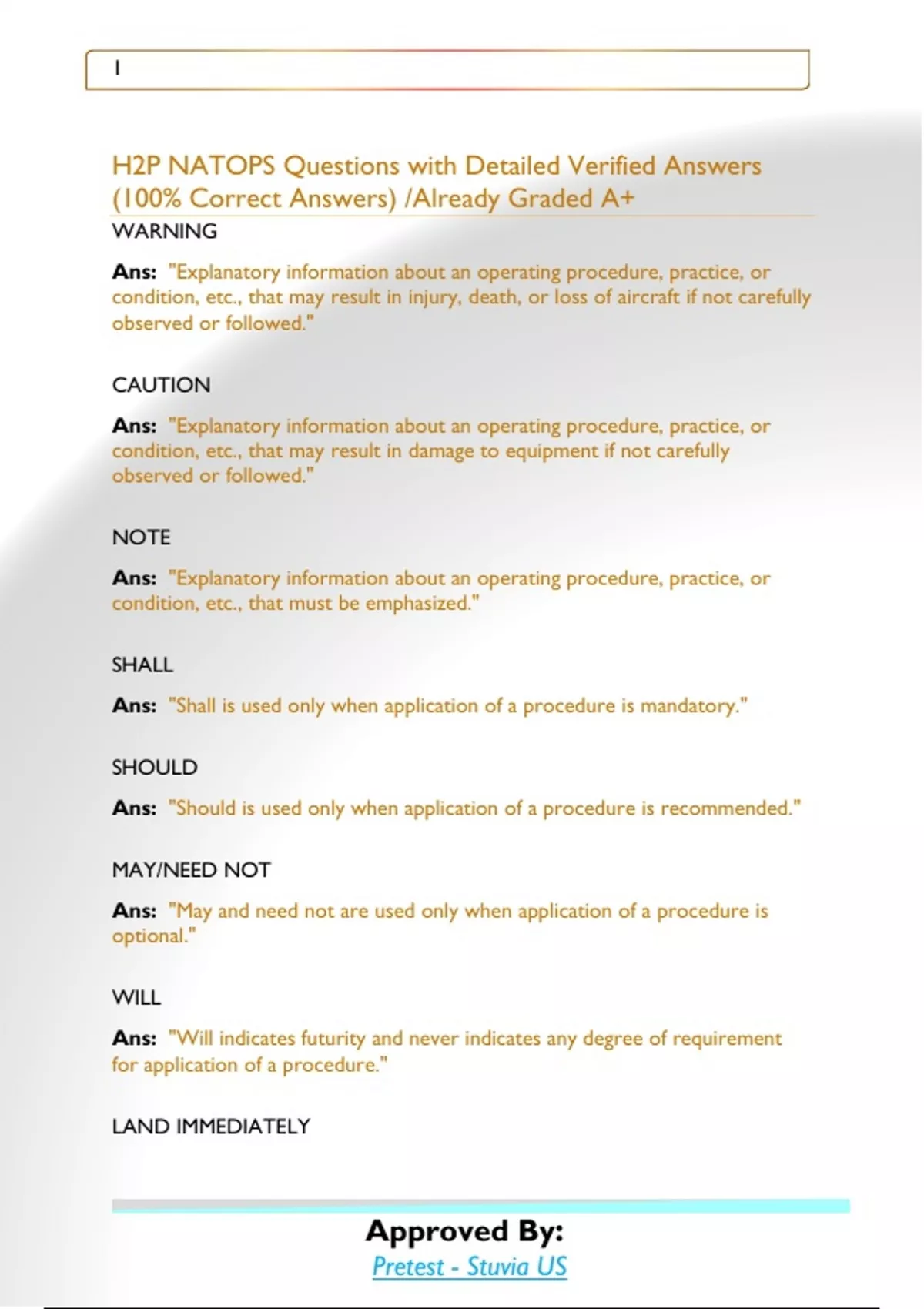 Natops Dataset H2P NATOPS Questions with Detailed Verified Answers (100% Correct ...