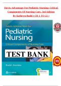 TEST BANK For Davis Advantage for Pediatric Nursing&colon; Critical Components of Nursing Care&comma; 3rd Edition by Kathryn Rudd&comma; All 1-22 Chapters Covered &comma;Latest Edition
