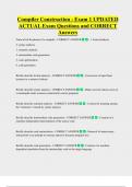Compiler Construction - Exam 1 UPDATED  ACTUAL Exam Questions and CORRECT  Answers 