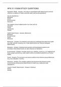 HPA 311 EXAM STUDY QUESTIONS 