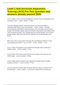 Level 1 Anti-terrorism Awareness Training &lpar;JKO&rpar; Pre-Test Question and answers already passed 2025