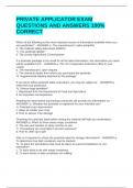 PRIVATE APPLICATOR EXAM QUESTIONS AND ANSWERS 100&percnt; CORRECT