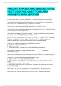 PRIVATE APPLICATOR AGRICULTURAL PEST CONTROL QUESTIONS AND ANSWERS 100&percnt; VERIFIED