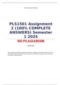 PLS1501 Assignment 2 &lpar;100&percnt; COMPLETE ANSWERS&rpar; Semester 1 2025