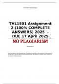 THL1501 Assignment 2 &lpar;100&percnt; COMPLETE ANSWERS&rpar; 2025 &lpar;754430&rpar; - DUE 17 April 2025