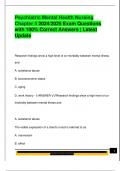 Psych - Pharm Psychiatric Mental Health  Nursing &lpar;RN&rpar; 2024&sol;2025 Exam Questions  and Detailed Answers &vert; Get it 100&percnt;  Correct Answers 
