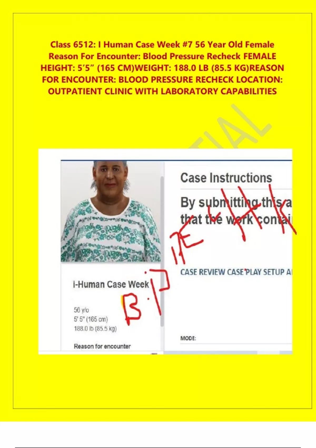 Class 6512: I Human Case Week #7 56 Year Old Female Reason For ...