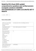 Relativity RCA Exam 2025 update&vert; comprehensive questions and verified answers &lpar;complete solutions&rpar; ASSURED SUCCESS&vert;GRADE A&plus;&excl;&excl; &lpar;100&percnt; ACCURATE&rpar; GET IT RIGHT&excl;&excl;