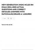 NEW GENERATION &lpar;NGN&rpar; NCLEX RN EXAM 2024-2025 ACTUAL QUESTIONS AND CORRECT DETAILED ANSWERS WITH RATIONALES&sol;GRADE A&plus; ASSURED