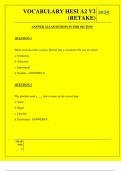  VOCABULARY HESI A2 V2 &lpar;RETAKE&rpar; QUESTIONS AND ANSWERS 2025
