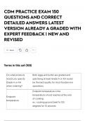 CDM PRACTICE EXAM 150 QUESTIONS AND CORRECT DETAILED ANSWERS LATEST VERSION ALREADY A GRADED WITH EXPERT FEEDBACK &vert; NEW AND REVISED