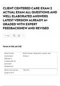 CLIENT CENTERED CARE EXAM 2  ACTUAL EXAM ALL QUESTIONS AND WELL ELABORATED ANSWERS LATEST VERSION ALREADY A&plus; GRADED WITH EXPERT FEEDBACK&vert;NEW AND REVISED