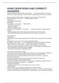 ADHD QUESTIONS AND CORRECT ANSWERS