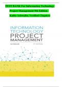 TEST BANK For Information Technology Project Management 9th Edition by Kathy Schwalbe&comma; Verified Chapters 1 - 13&comma; Complete Newest Version