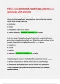 PSYC 435 Abnormal Psychology Quizzes 1-5 questions with answers