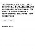 FIRE INSTRUCTOR II ACTUAL EXAM QUESTIONS AND WELL ELABORATED ANSWERS TOP RATED VERSION FOR ALREADY A&plus; GRADED HIGHLY RECOMMENDED BY EXPERTS &vert; NEW AND REVISED
