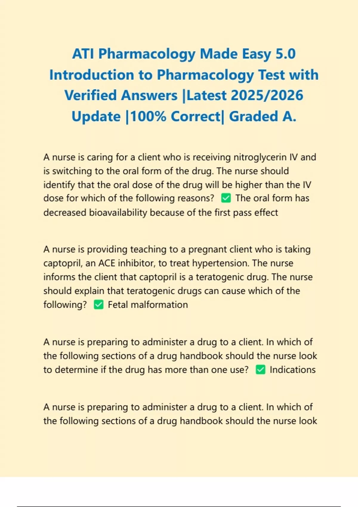 ATI Pharmacology Made Easy 5 0 Exams PACKAGE DEAL BUNDLE Contains The Ati pharmacology made easy 5 0 exams package deal bundle contains the
