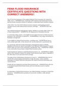FEMA FLOOD INSURANCE CERTIFICATE QUESTIONS WITH CORRECT ANSWERS&excl;&excl;
