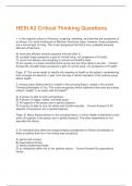 HESI A2 Critical Thinking Questions and Verified Answers 2025
