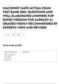MACHINIST MATE ACTUAL EXAM TEST BANK 500&plus; QUESTIONS AND WELL ELABORATED ANSWERS TOP RATED VERSION FOR ALREADY A&plus; GRADED HIGHLY RECOMMENDED BY EXPERTS &vert; NEW AND REVISED