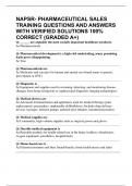 NAPSR- PHARMACEUTICAL SALES TRAINING QUESTIONS AND ANSWERS WITH VERIFIED SOLUTIONS 100&percnt; CORRECT &lpar;GRADED A&plus;&rpar;