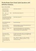 Florida Broker Exam Study Guide Questions with Definitive Solutions&period;   